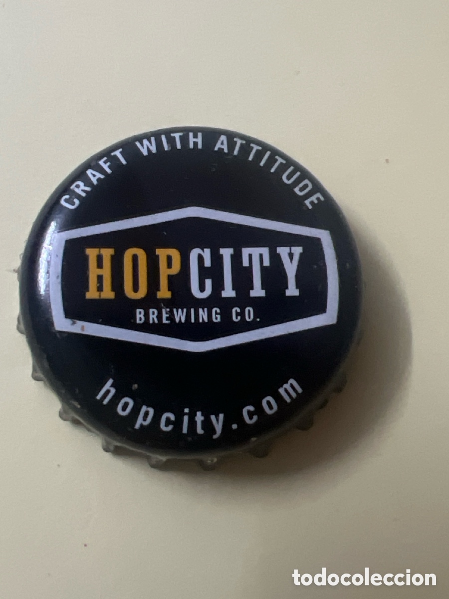 Coleccionismo de cervezas: T4/X120/O5. CHAPA CERVEZA - Hop City Brewing Co. Craft with attitude hopcity.com - CANAD&Aacute;