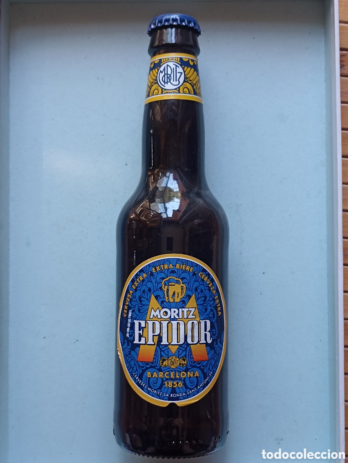 Coleccionismo de cervezas: Botella cerveza Moritz Epidor vac&iacute;a con chapa 330 ml