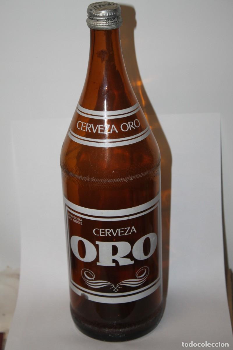 Coleccionismo de cervezas: ANTIGUA BOTELLA CERVEZA ORO LITRO, TAPON ROSCA