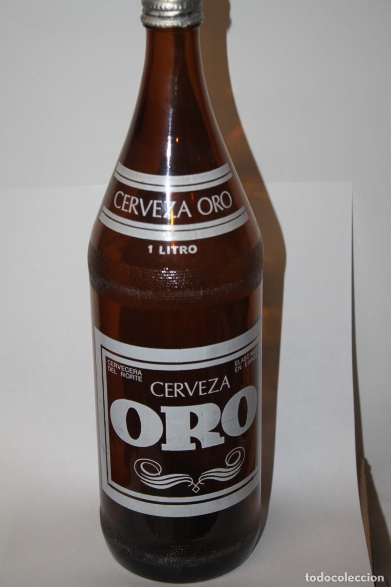 Coleccionismo de cervezas: ANTIGUA BOTELLA CERVEZA ORO LITRO, TAPON ROSCA