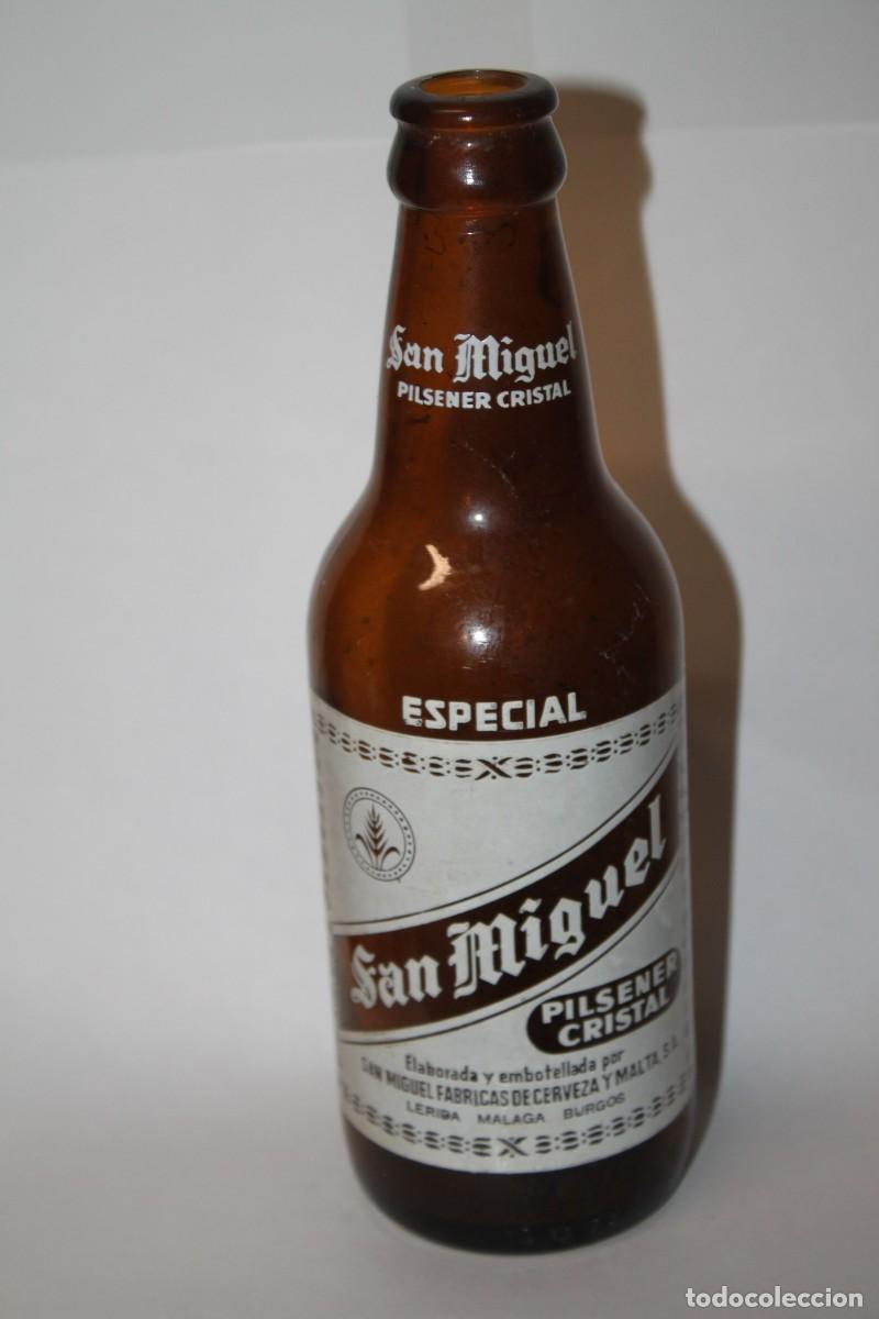 Coleccionismo de cervezas: BOTELLA CERVEZA SAN MIGUEL 33 CL. LERIDA MALAGA BURGOS
