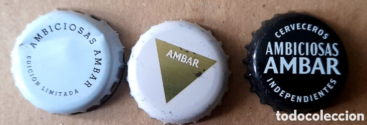 Coleccionismo de cervezas: Chapas de cerveza ambar ambiciosa