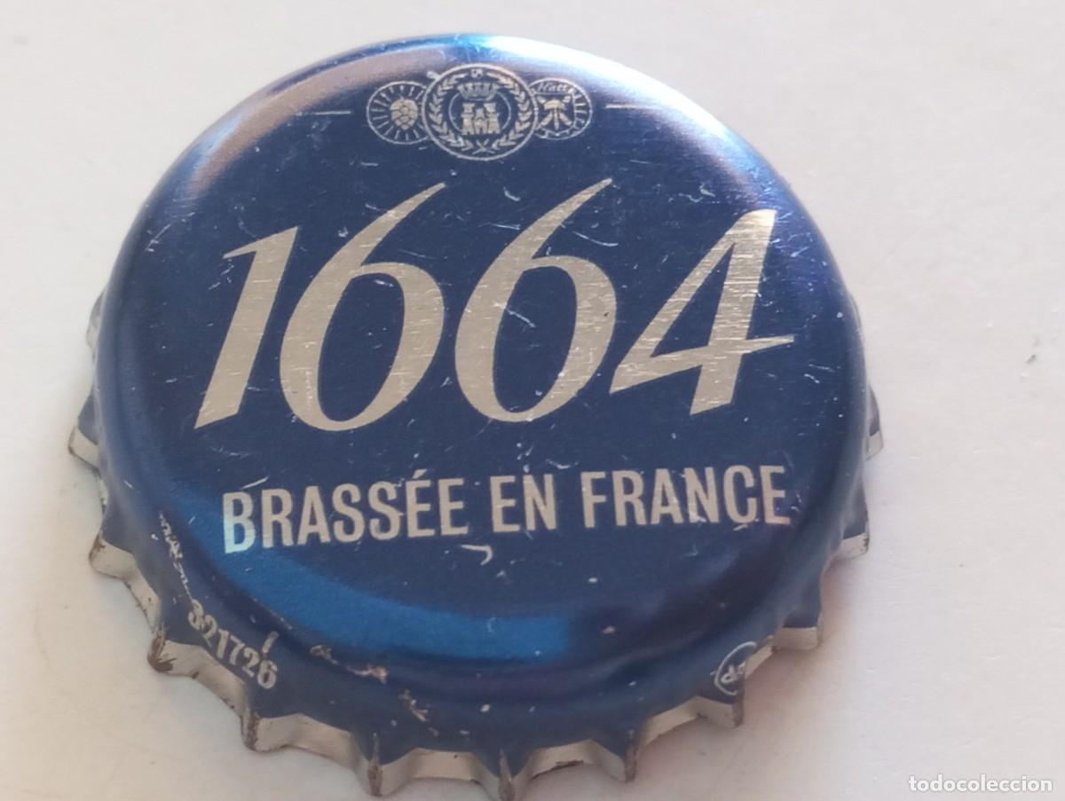 Coleccionismo de cervezas: Chapa tap&oacute;n corona de la cerveza francesa KRONENBOURG 1664 BRASS&Eacute;E EN FRANCE