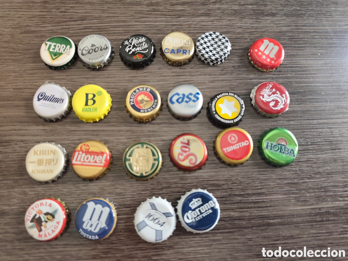 Coleccionismo de cervezas: Colecci&oacute;n 22 chapas nacionales e internacionales usadas