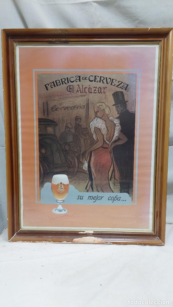 Coleccionismo de cervezas: Cartel enmarcado cerveza Alcazar