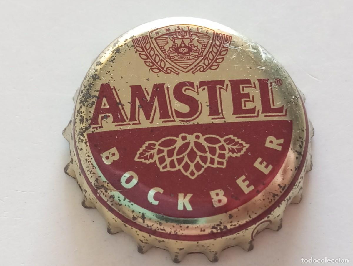Coleccionismo de cervezas: Chapa tap&oacute;n corona de la cerveza de Pa&iacute;ses Bajos AMSTEL BOCKBEER