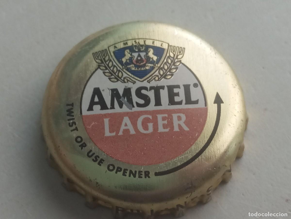 Coleccionismo de cervezas: Chapa tap&oacute;n corona SUDAFRICANA de la cerveza de Pa&iacute;ses Bajos AMSTEL LAGER (TWIST OR USE OPENER)