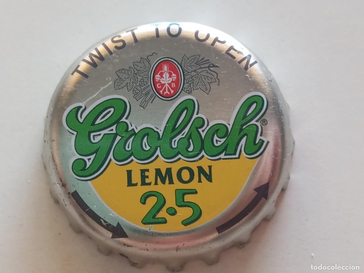 Coleccionismo de cervezas: Chapa tap&oacute;n corona de la cerveza de Pa&iacute;ses Bajos GROLSCH LEMON 2.5 (TWIST TO OPEN)