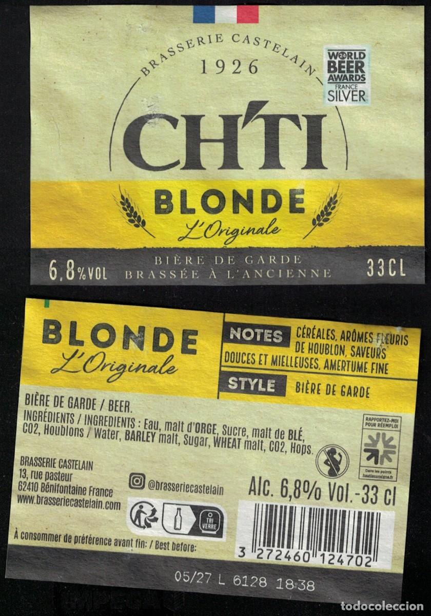 Sammeln von Brauereiartikeln: Francia Lot 2 Etiquettes Bi&egrave;re Beer Labels Ch'Ti Blonde l'Originale RP609