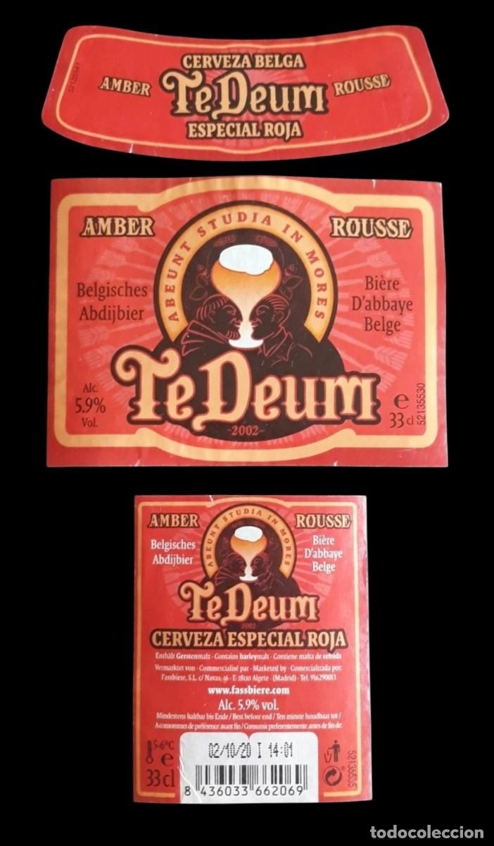 Coleccionismo de cervezas: TE DEUM CERVEZA ESPECIAL ROJA. 330 CL. JUEGO DE 3 ETIQUETAS.