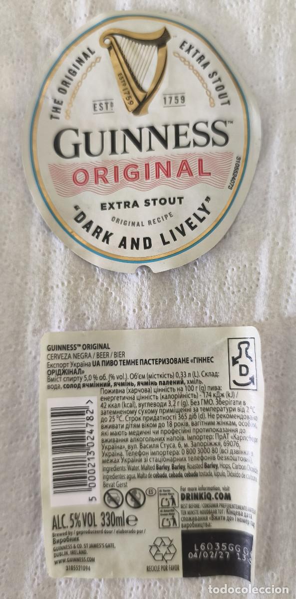 Coleccionismo de cervezas: ETIQUETAS CERVEZA - GUINNESS ORIGINAL EXTRA STOUT