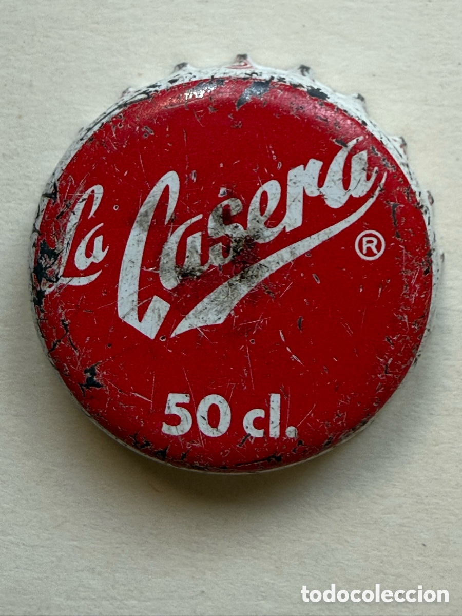 Coleccionismo de cervezas: Antigua CHAPA. LA CASERA. 50 cl. Tap&oacute;n Corona
