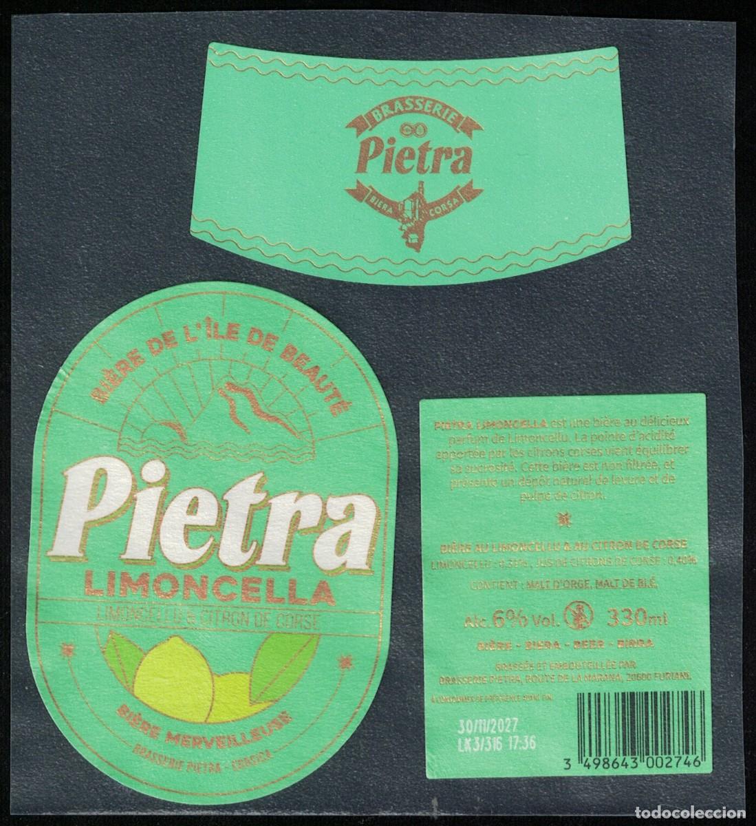 Coleccionismo de cervezas: Francia Lot 3 Etiquettes Bi&egrave;re Beer Labels Biera Corsa Pietra Limoncella RP618