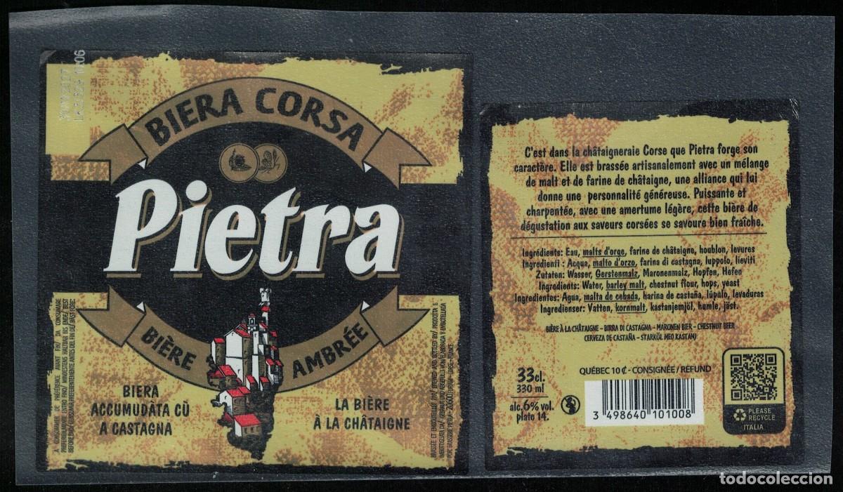 Coleccionismo de cervezas: Francia Lot 2 Etiquettes Bi&egrave;re Beer Labels Pietra Ambr&eacute;e &agrave; la Ch&acirc;taigne RP628