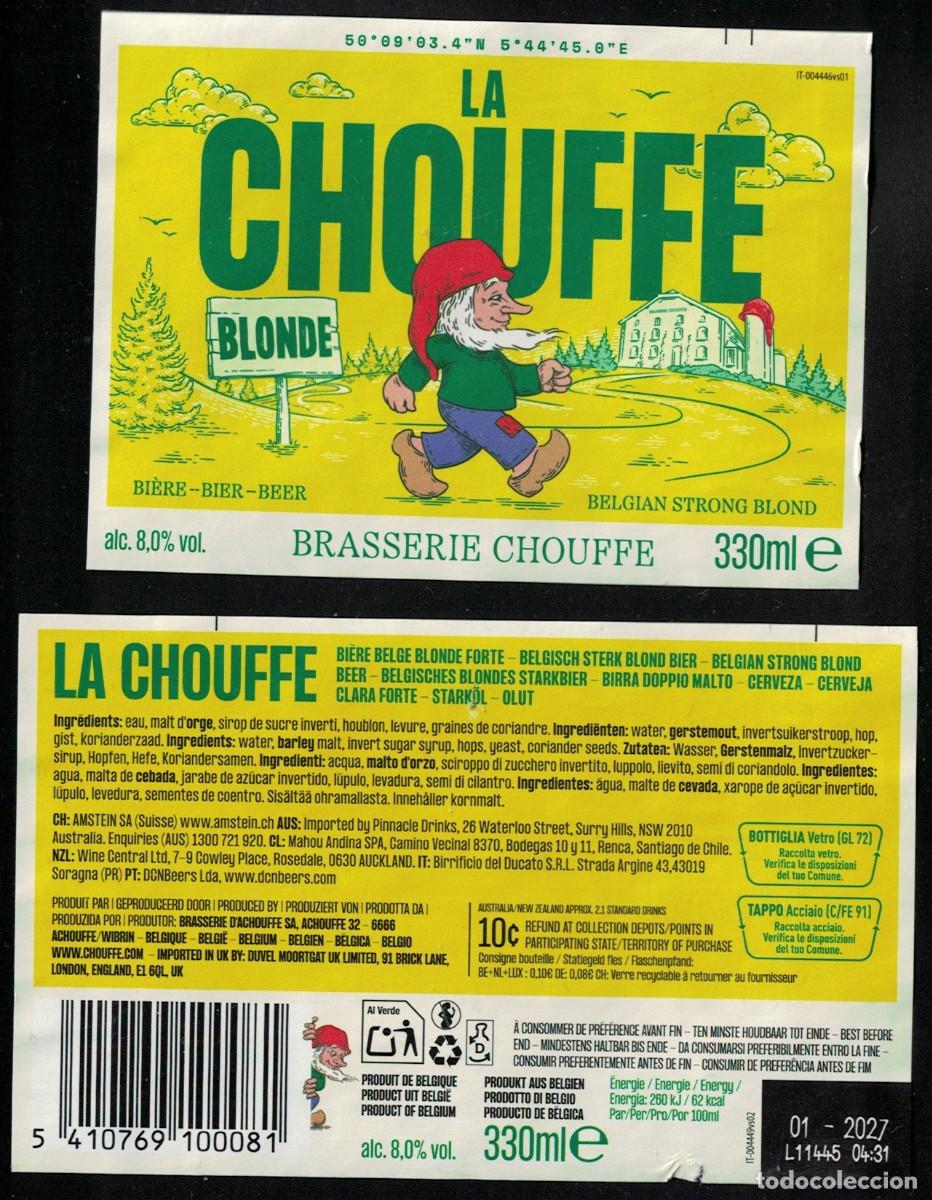 Coleccionismo de cervezas: Belgica Lot 2 Etiquettes Bi&egrave;re Beer Labels Chouffe Blonde RP637