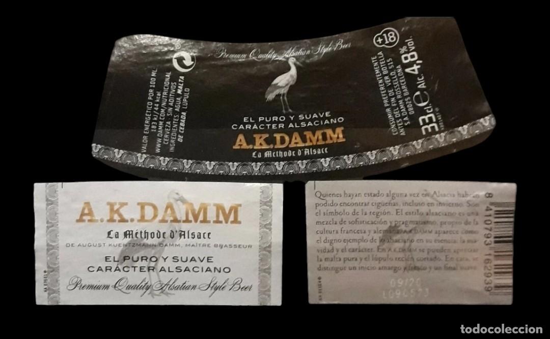 Coleccionismo de cervezas: CERVEZA A. K. DAMM. JUEGO DE 3 ETIQUETAS.