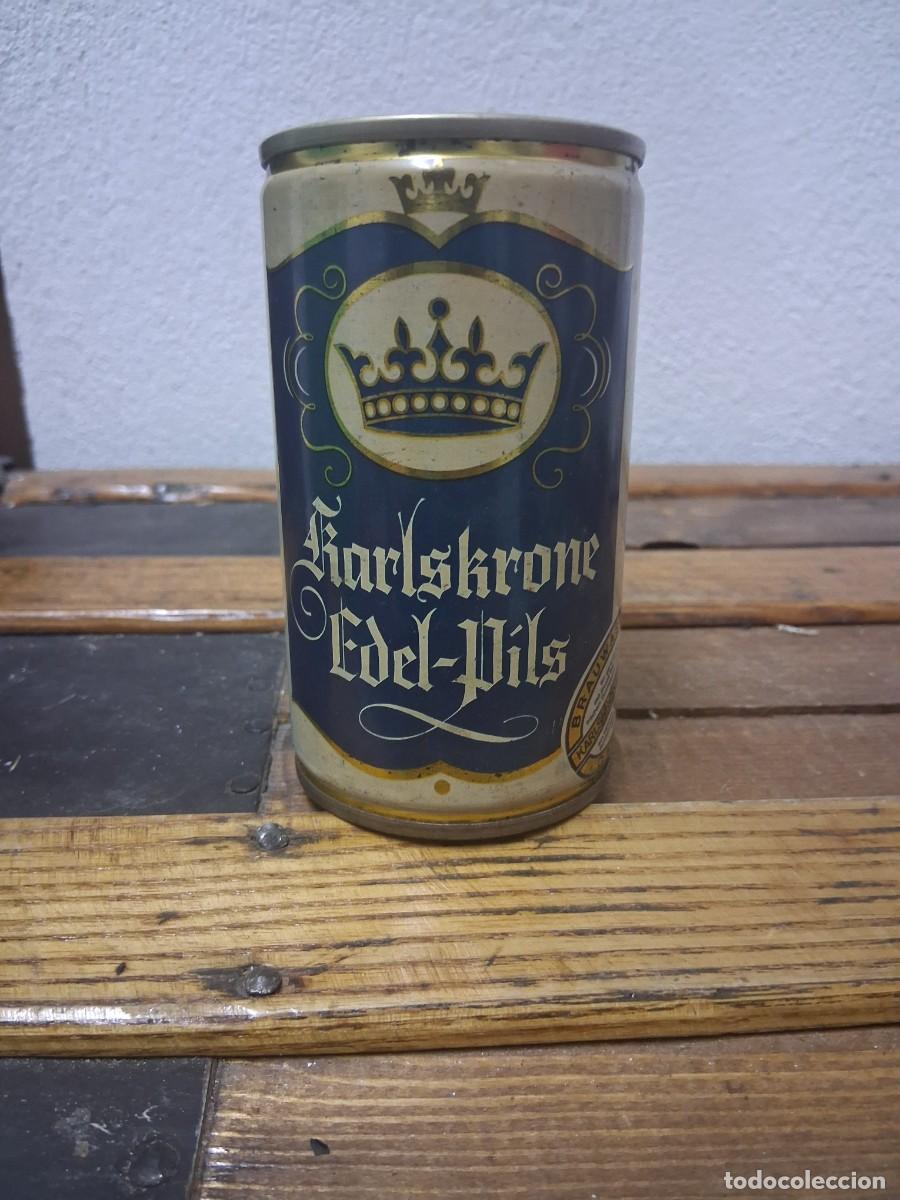 Coleccionismo de cervezas: Lata de cerveza Edel Pils Karlshrone brauwasser