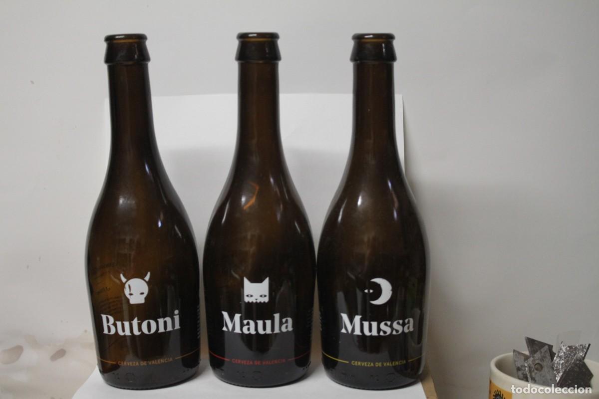 Coleccionismo de cervezas: LOTE TRES BOTELLAS CERVEZA ARTESANAL, SERIGRAFIDAS, VAC&Iacute;AS