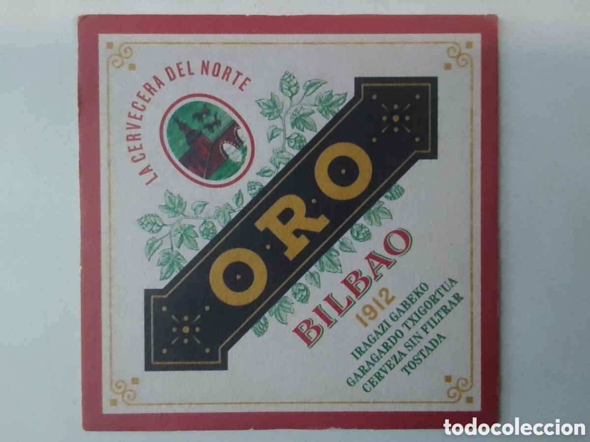 Coleccionismo de cervezas: Posavasos LA CERVECERA DEL NORTE ORO BILBAO.