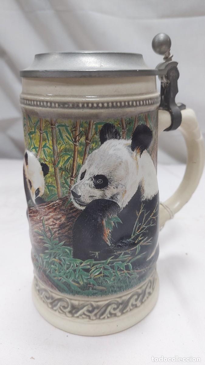 Coleccionismo de cervezas: Antigua jarra cervecera de osos panda