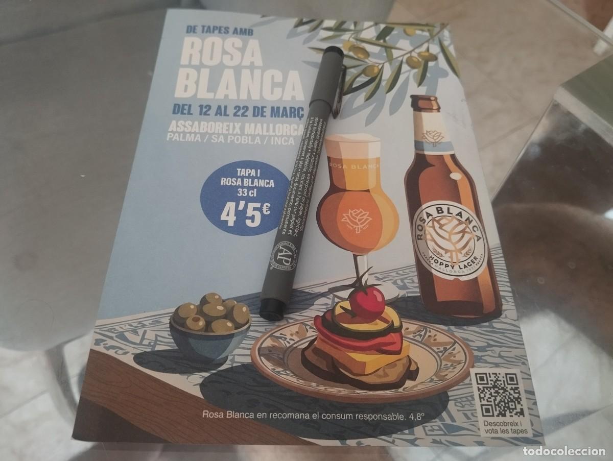 Coleccionismo de cervezas: DE TAPES AMB CERVESA ROSA BLANCA MALLORCA ACARTONADO 2 CARAS DIFERENTES