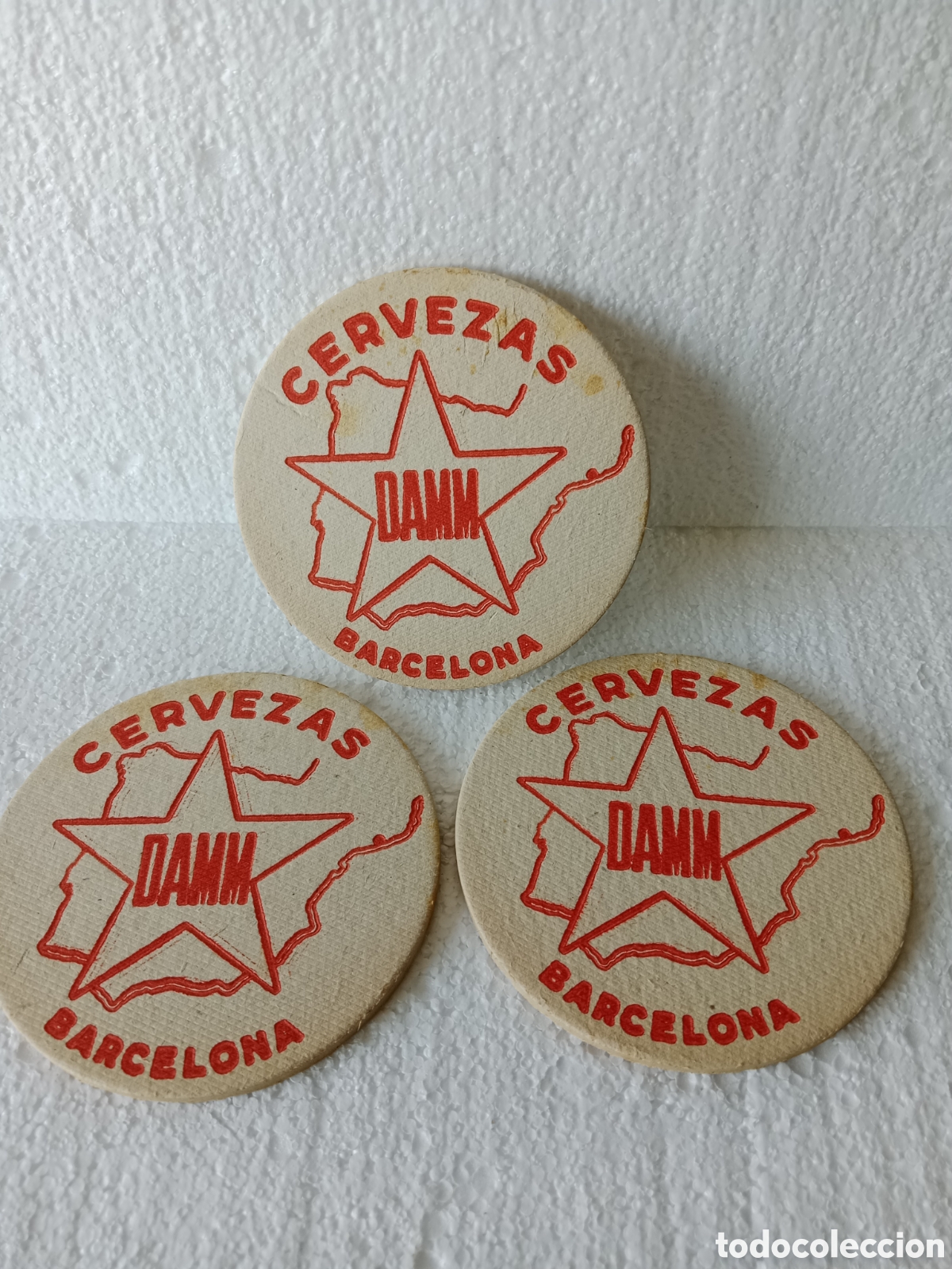 Coleccionismo de cervezas: 3 POSAVASOS CERVEZA DAMM ANTIGUOS ESPA&Ntilde;A