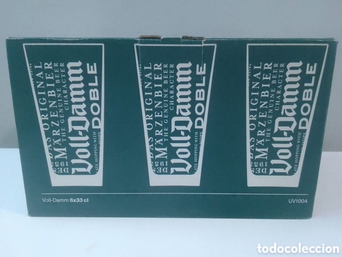 Coleccionismo de cervezas: Caja con seis vasos cerveza VOLL-DAMM DOBLE MALTA 33 cl.
