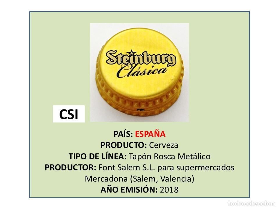 Coleccionismo de cervezas: TAPON CORONA CAPSULA CHAPA ROSCA MET&Aacute;LICO CERVEZA STEINBURG CL&Aacute;SICA (ESPA&Ntilde;A)