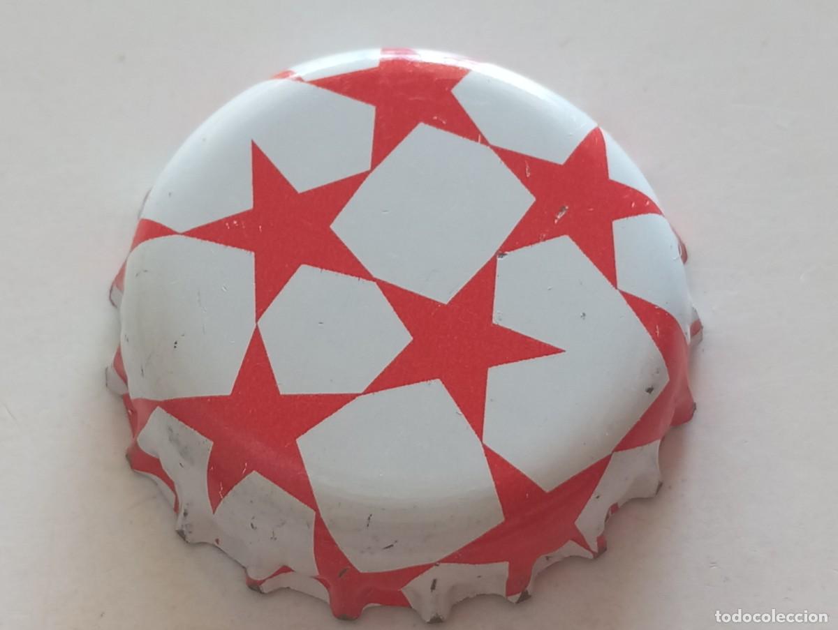 Coleccionismo de cervezas: Chapa tap&oacute;n corona de la cerveza polaca WARKA (en el interior: UEFA)