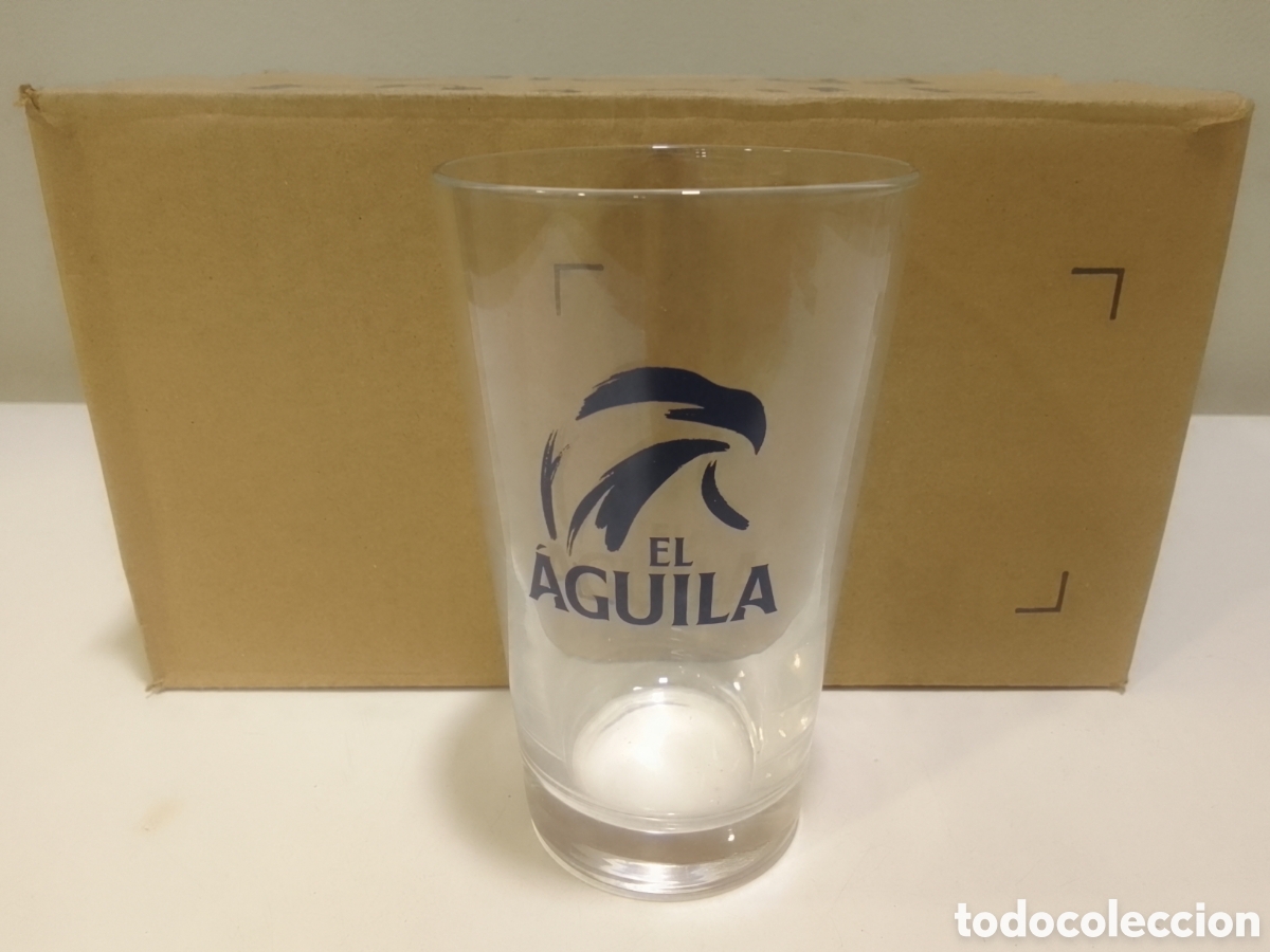 Coleccionismo de cervezas: Caja con seis vasos cerveza EL AGUILA 27 cl.