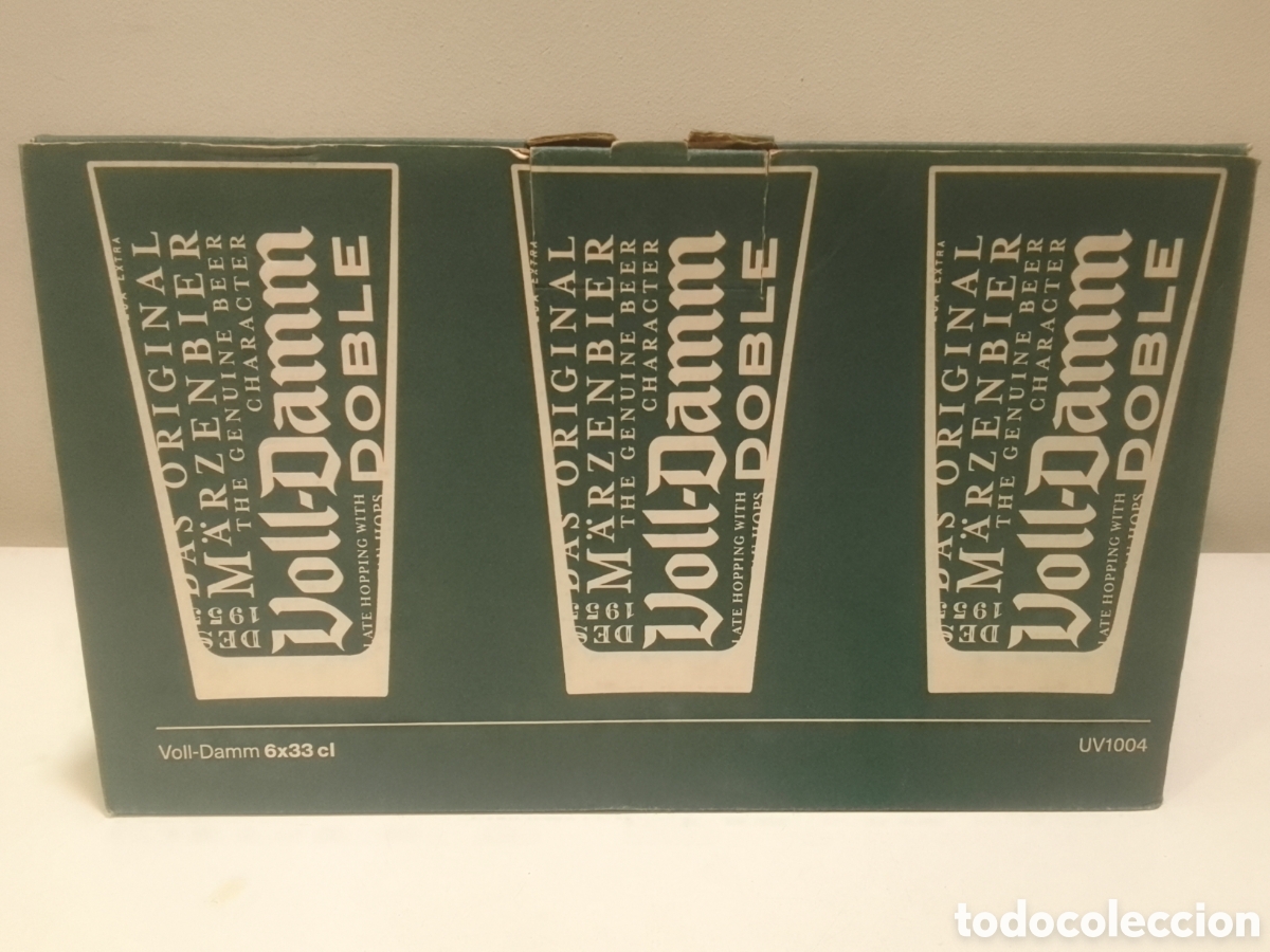 Coleccionismo de cervezas: Caja con seis vasos cerveza VOLL-DAMM DOBL&Eacute; MALTA 33 cl.