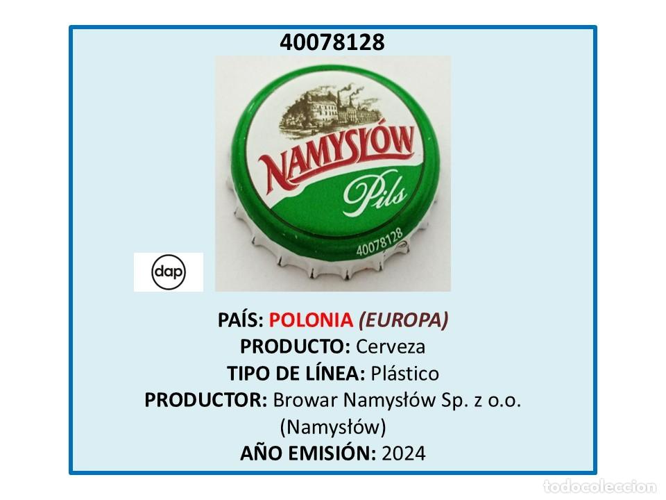 Coleccionismo de cervezas: TAPON CORONA CAPSULA CHAPA CERVEZA NAMYSLOW PILS (POLONIA)