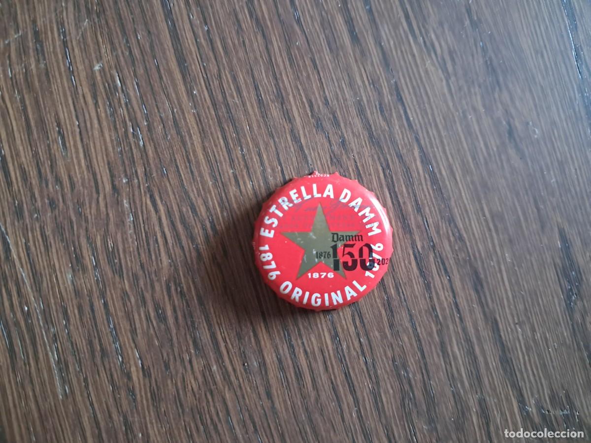 Coleccionismo de cervezas: chapa tap&oacute;n corona de cerveza, estrella Damm, 150 aniversario.