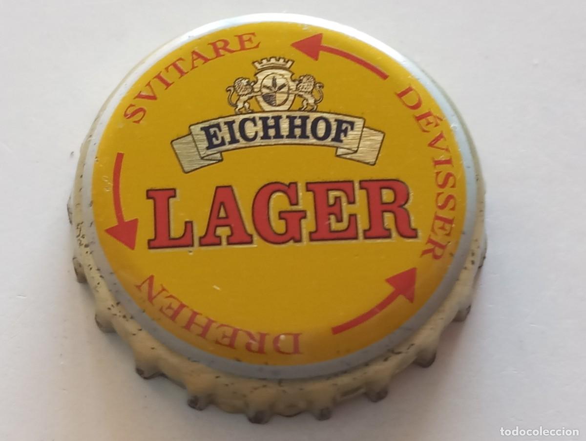 Coleccionismo de cervezas: Chapa tap&oacute;n corona de la cerveza suiza EICHHOF LAGER (SVITARE-DEVISSER-DREHEN)