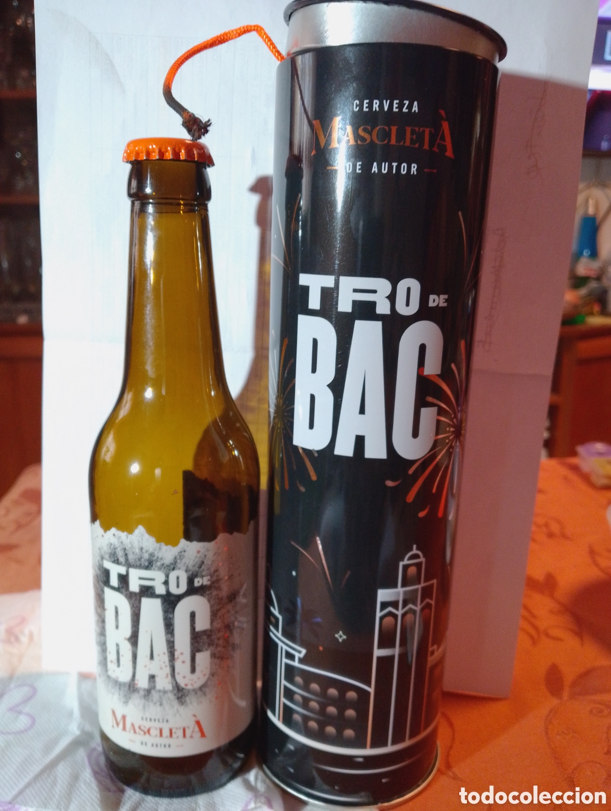 Coleccionismo de cervezas: Botella Vac&iacute;a TROBAC con su Tubo Met&aacute;lico