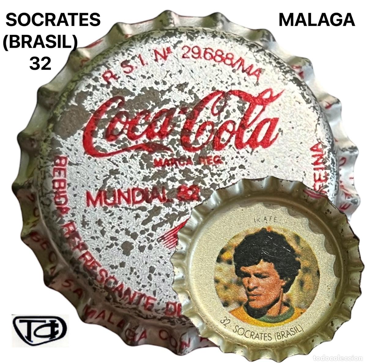 Coleccionismo de cervezas: TAPON CORONA CHAPA BOTTLE CAP KRONKORKEN COCA COLA - MALAGA - ESPA&Ntilde;A 82 - 32.SOCRATES - BRASIL