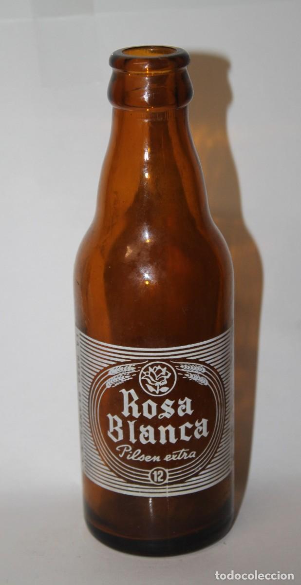 Coleccionismo de cervezas: ANTIGUA BOTELLA CERVEZA ROSA BLANCA, 20 CL. SERIGRAFIADA