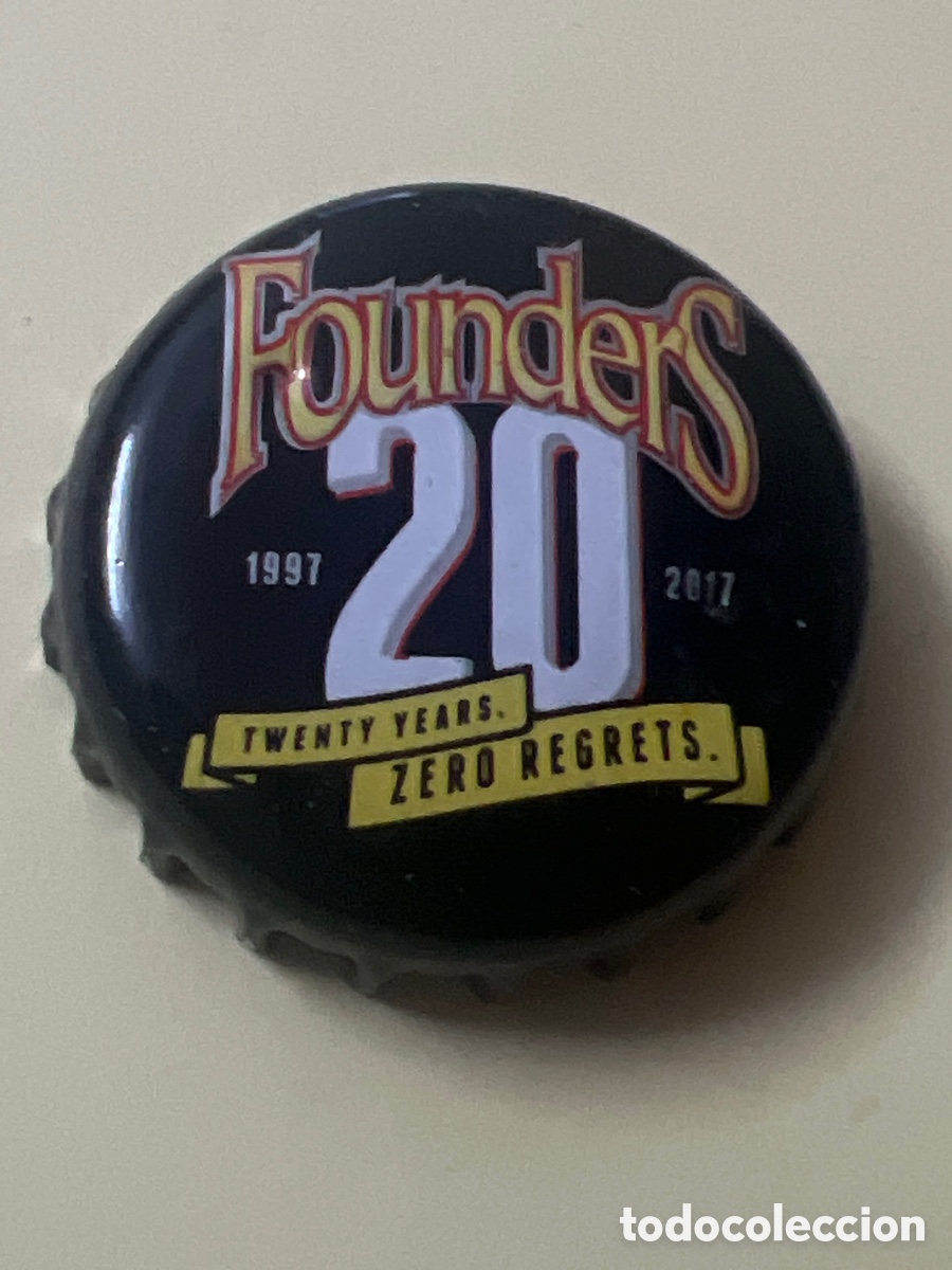 Coleccionismo de cervezas: V63. CHAPA CERVEZA - Founders 20 Years Zero Regrets 1997 2017 - Estados Unidos