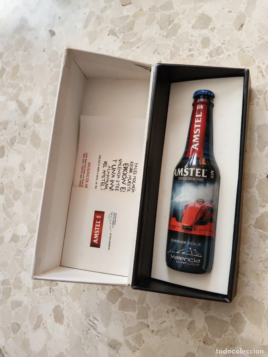 Coleccionismo de cervezas: BOTELLA CERVEZA 1/3 CRISTAL - AMSTEL SIN - 2011 VALENCIA STREET CIRCUIT F1 FORMULA 1 - CON CAJA