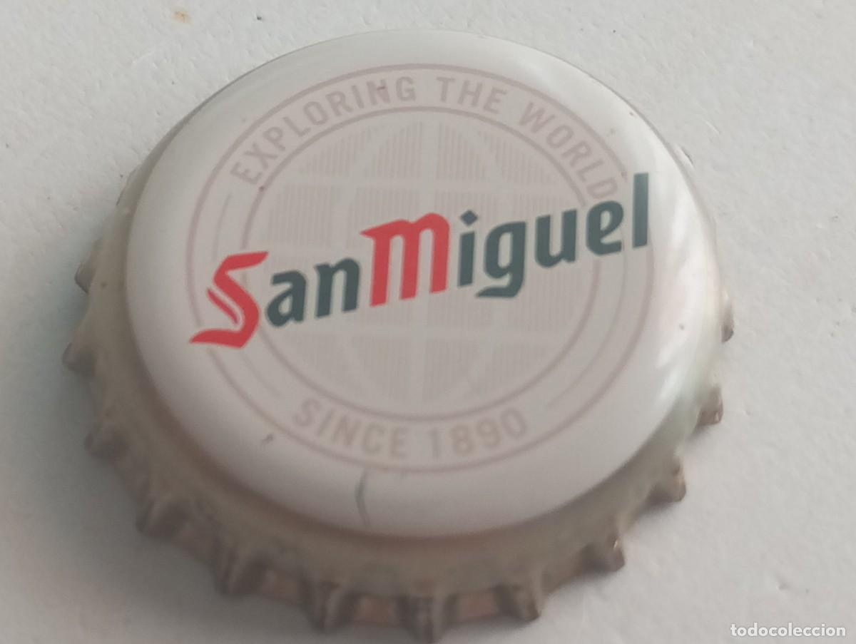 Coleccionismo de cervezas: Chapa tap&oacute;n corona de la cerveza espa&ntilde;ola SAN MIGUEL EXPLORING THE WORLD SINCE 1890