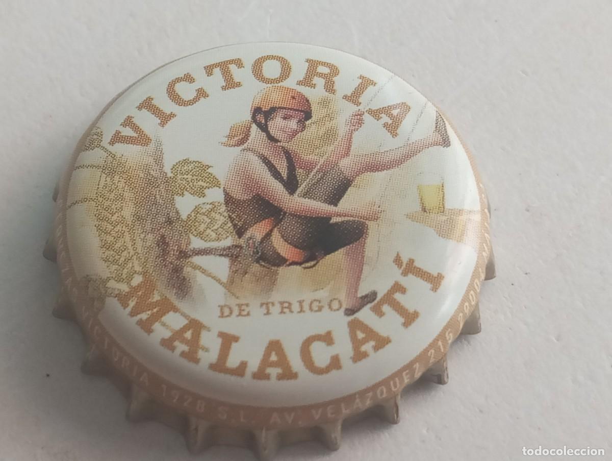 Coleccionismo de cervezas: Chapa tap&oacute;n corona de la cerveza espa&ntilde;ola VICTORIA MALACAT&Iacute; DE TRIGO