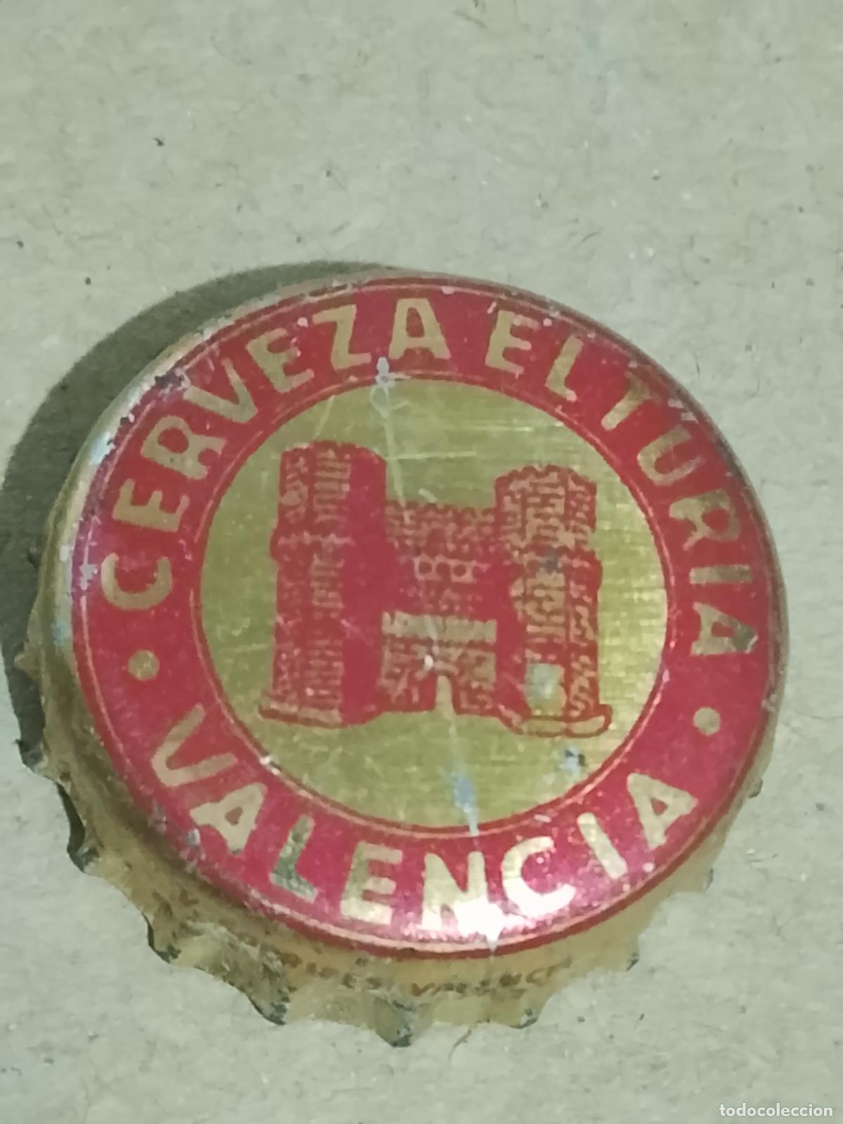 Coleccionismo de cervezas: Chapa Tap&oacute;n Corona de Cerveza El Turia -Valencia- Fabricante Sorribes-Reverso Corcho