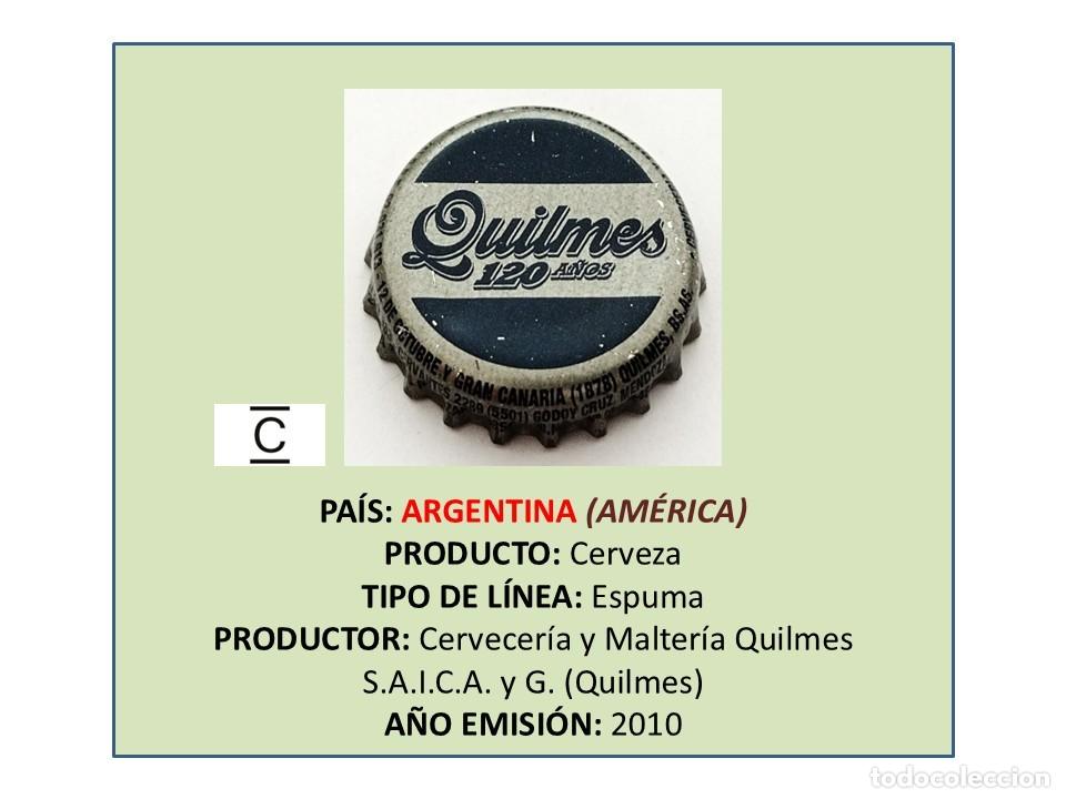 Coleccionismo de cervezas: TAPON CORONA CAPSULA CHAPA CERVEZA QUILMES 120 A&Ntilde;OS (ARGENTINA)
