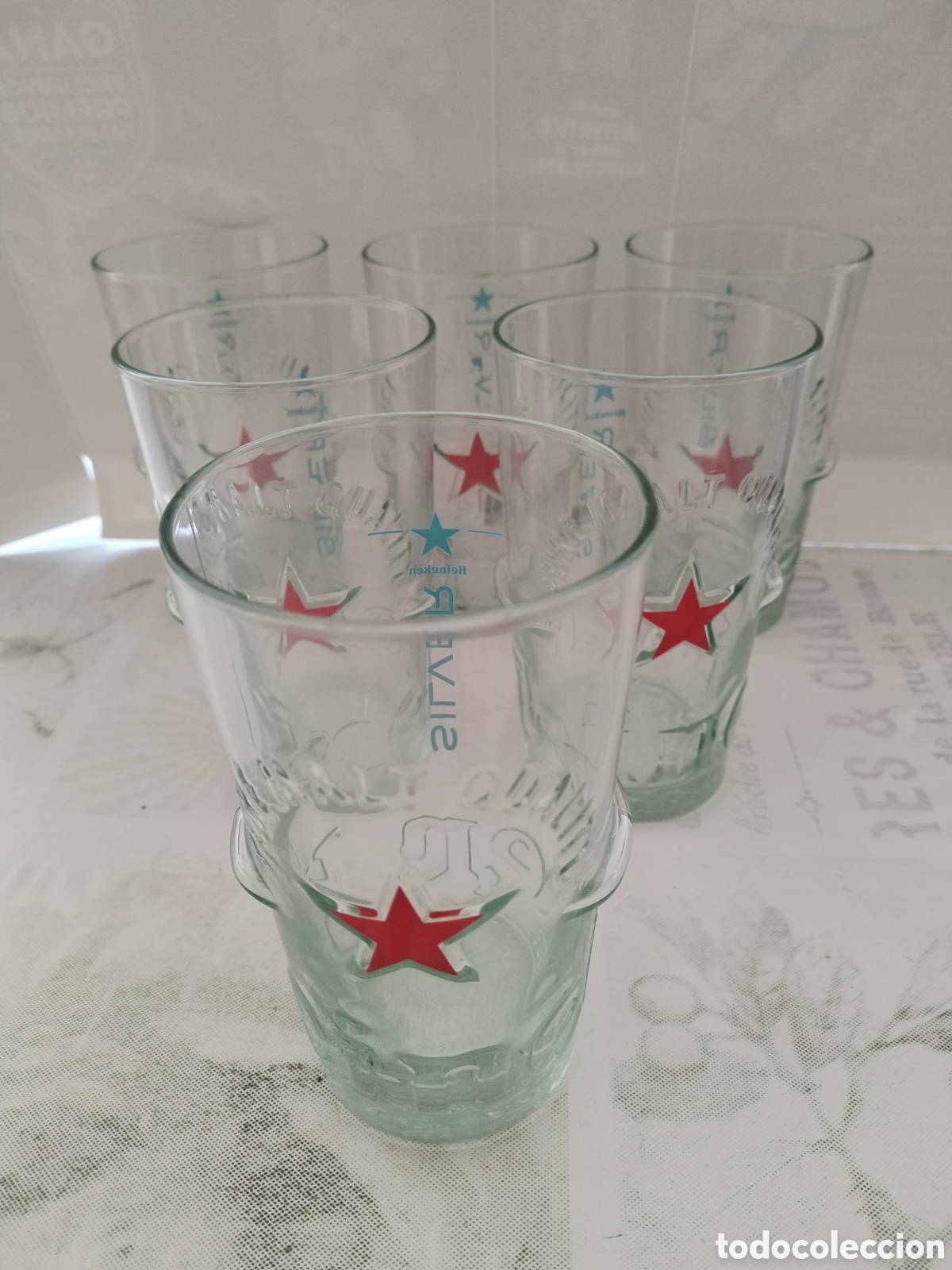 Coleccionismo de cervezas: Juego 6 vasos cerveza Heineken Silver 35 cl nuevos