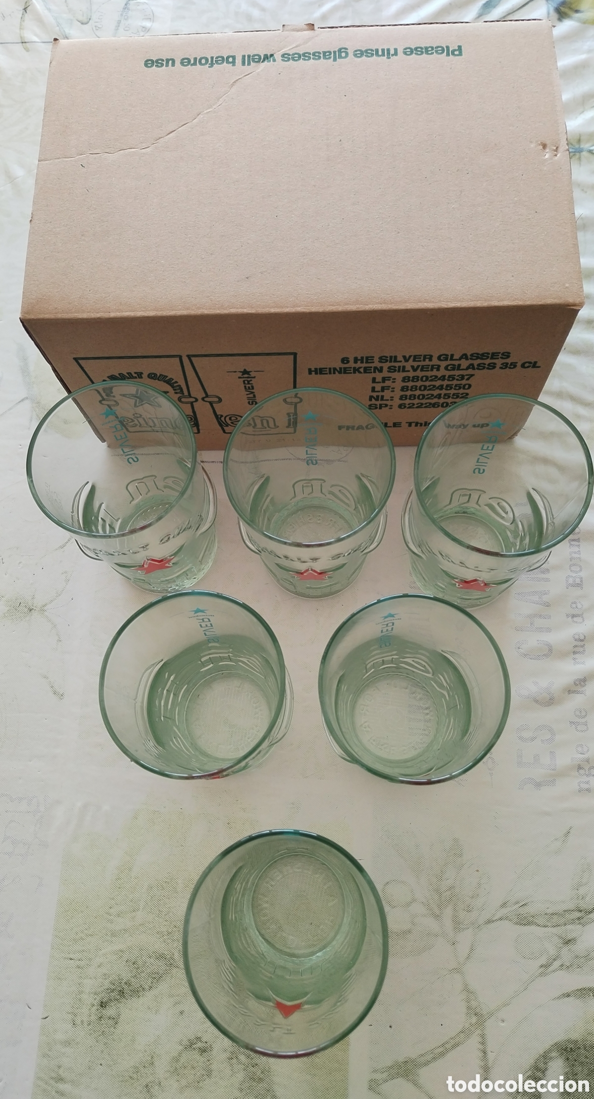 Coleccionismo de cervezas: Juego 6 vasos cerveza Heineken Silver 35 cl nuevos
