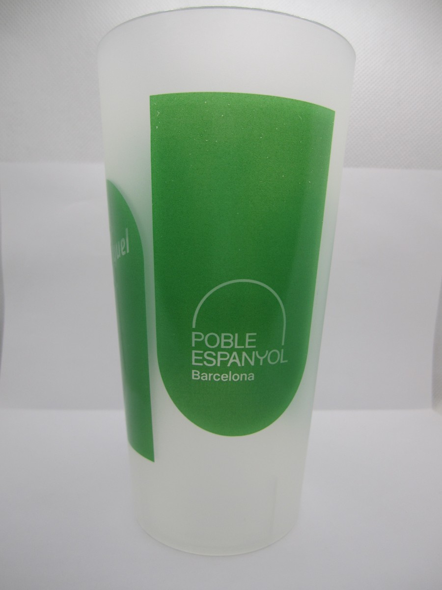 Coleccionismo de cervezas: vaso plastico reciclable poble espanyol barcelona cervez san miguel