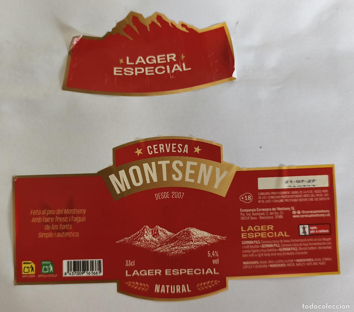 Coleccionismo de cervezas: ETIQUETAS CERVEZA - CERVESA MONTSENY LAGER ESPECIAL NATURAL