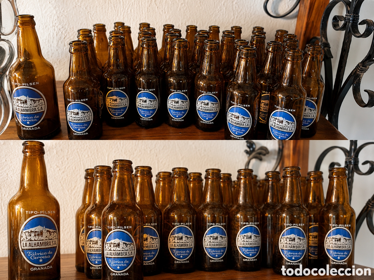 Collectionnisme de bi&egrave;res: 35 botellas de cerveza alhambra 1964