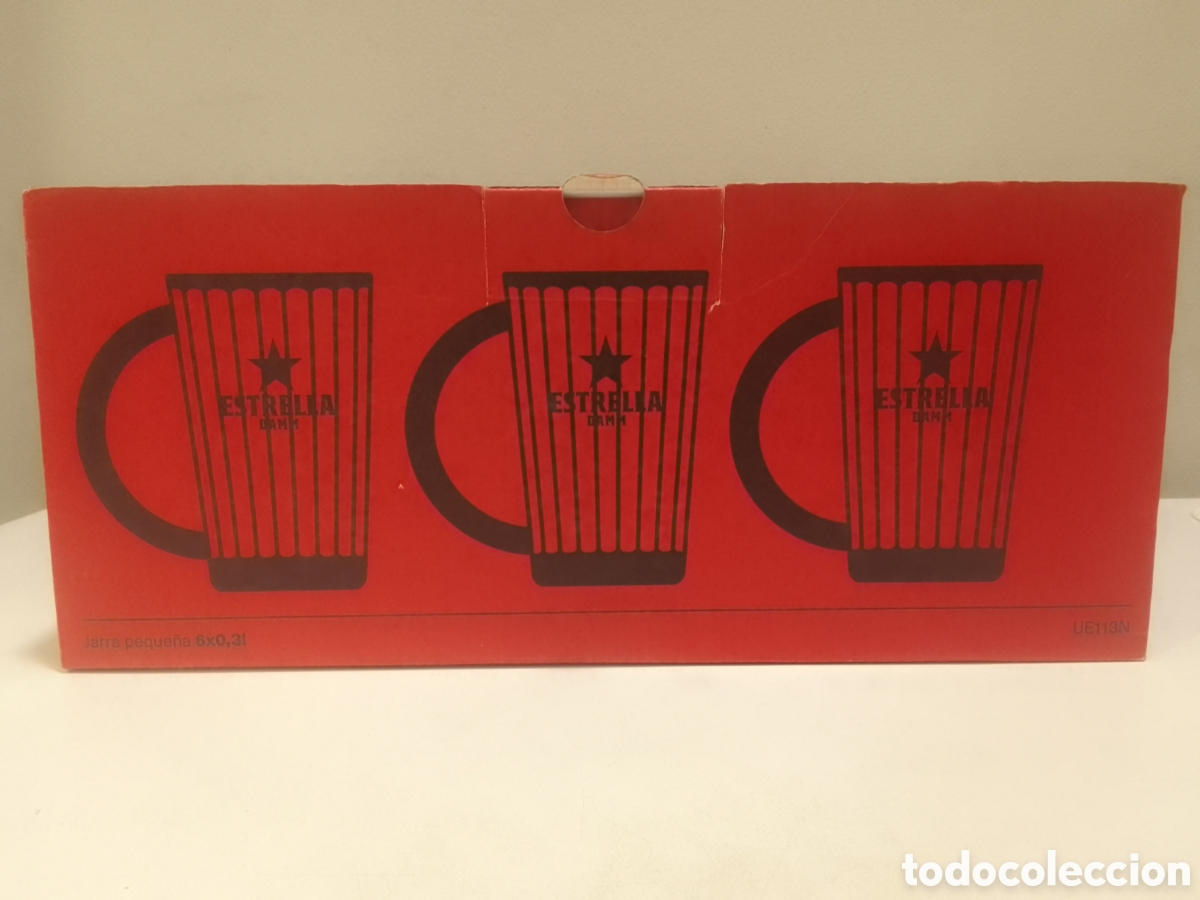 Coleccionismo de cervezas: Caja con seis jarras cerveza ESTRELLA DAMM 0,3l