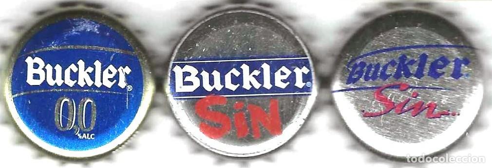 Coleccionismo de cervezas: tres chapas diferentes Buckler sin y 0,00%
